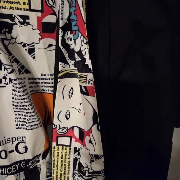 For Her NYC Womens Mixed Media Black White Puff Sleeve Comic Retro Dress. XL - Picture 8 of 9